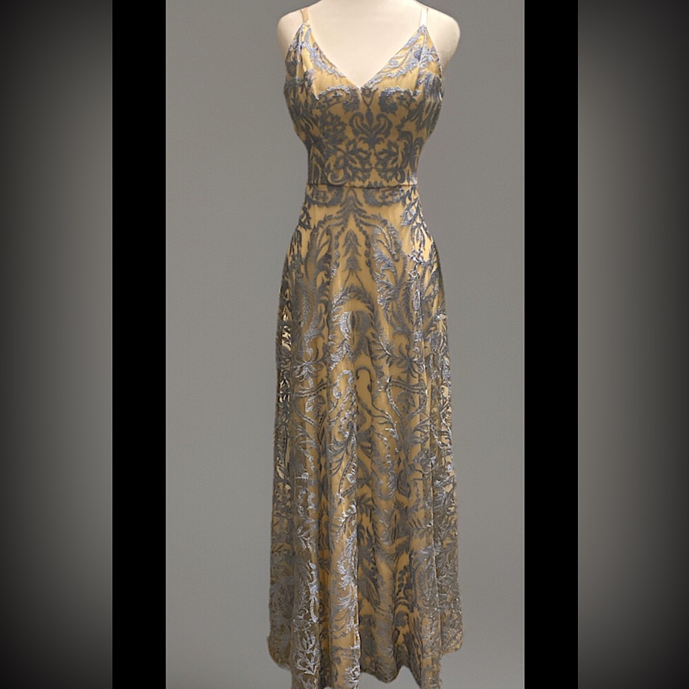Speechless Blue/Nude Embellished Homecoming/Prom/Formal/Elegant Dress